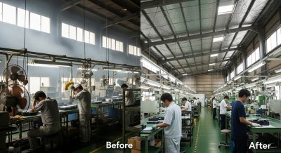 工場屋根遮熱サーモバリアの施工前後で変わる現場環境の比較 | ブログ