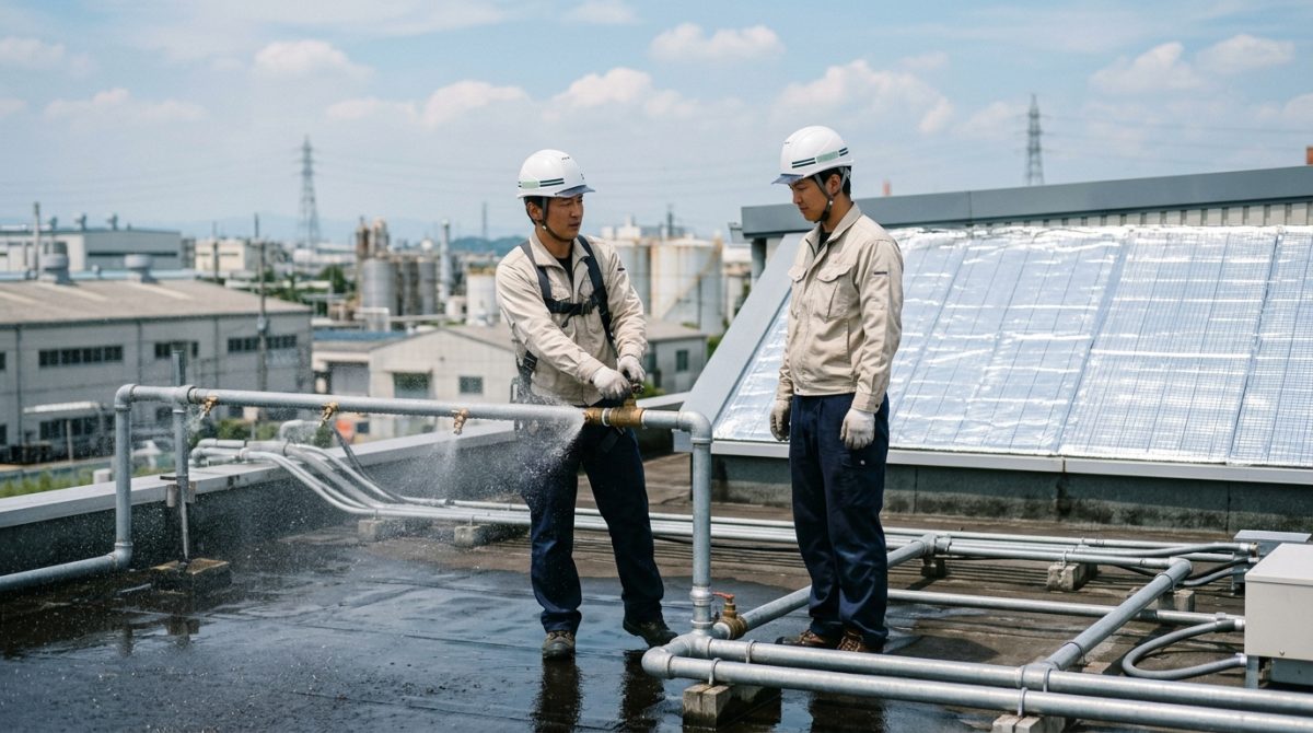 屋根散水と遮熱シートの比較｜工場の暑さ対策としてはどちらが有効か | ブログ